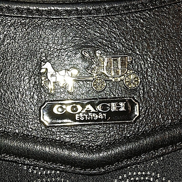 L@@K☆Rare COACH Madison Dotted OP Art Black Top Handle Baguette/Satchel - Picture 11 of 16